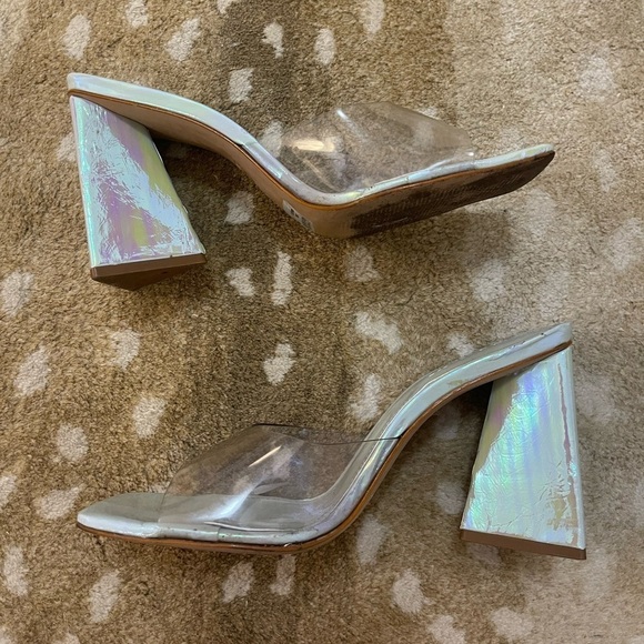 Schutz Lizah Vinyl multicolor transparent clear strap women’s mule heels size 8B - Picture 5 of 8